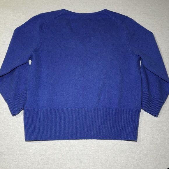 Pure Collection 100% cashmere blue V-neck sweater, Women's Size 6, Preppy - Picture 2 of 6